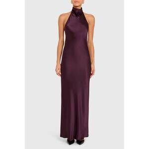 NEW AMANDA UPRICHARD women's halter neck santana gown in black cherry